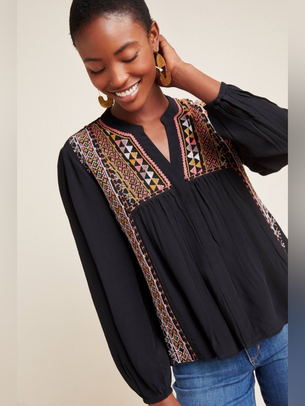 bl^nk London Women’s Black Lisi Embroidered Long Sleeve Blouse, Size Small - Picture 3 of 16